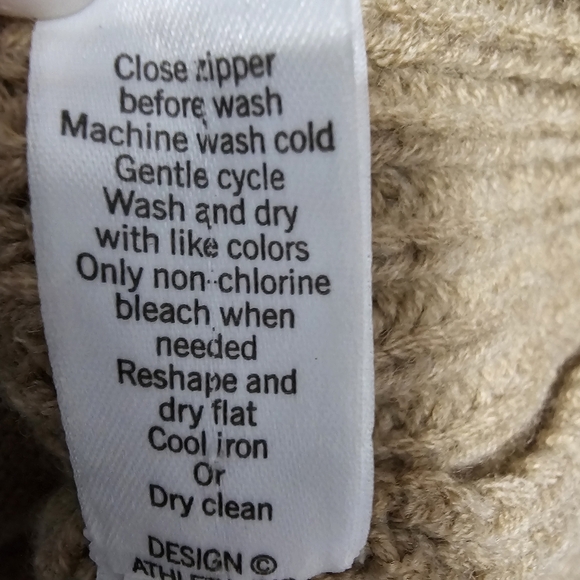 Athleta Stowe Moto Zip Merino Wool Asymetrical Beige Knit Cardigan Sweater Sz S - Picture 7 of 7